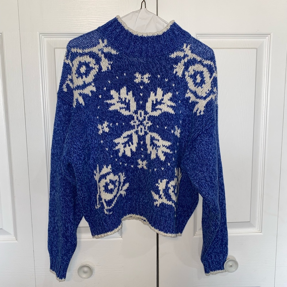 Large blue snowflake sweater